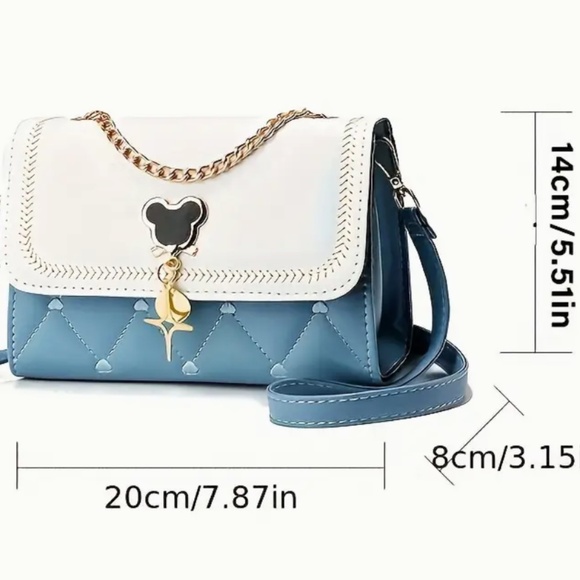 Disney Mickey Stylish Crossbody Bag with Chain ,White Detailed Flap Handbag--NWT - Picture 6 of 6